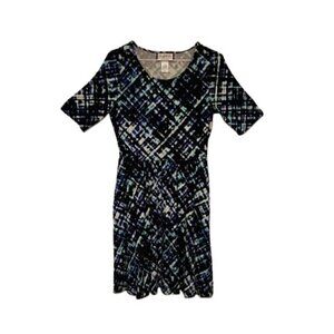 Mary McFadden Stretchy Abstract Printed Fit & Flare Mini Dress